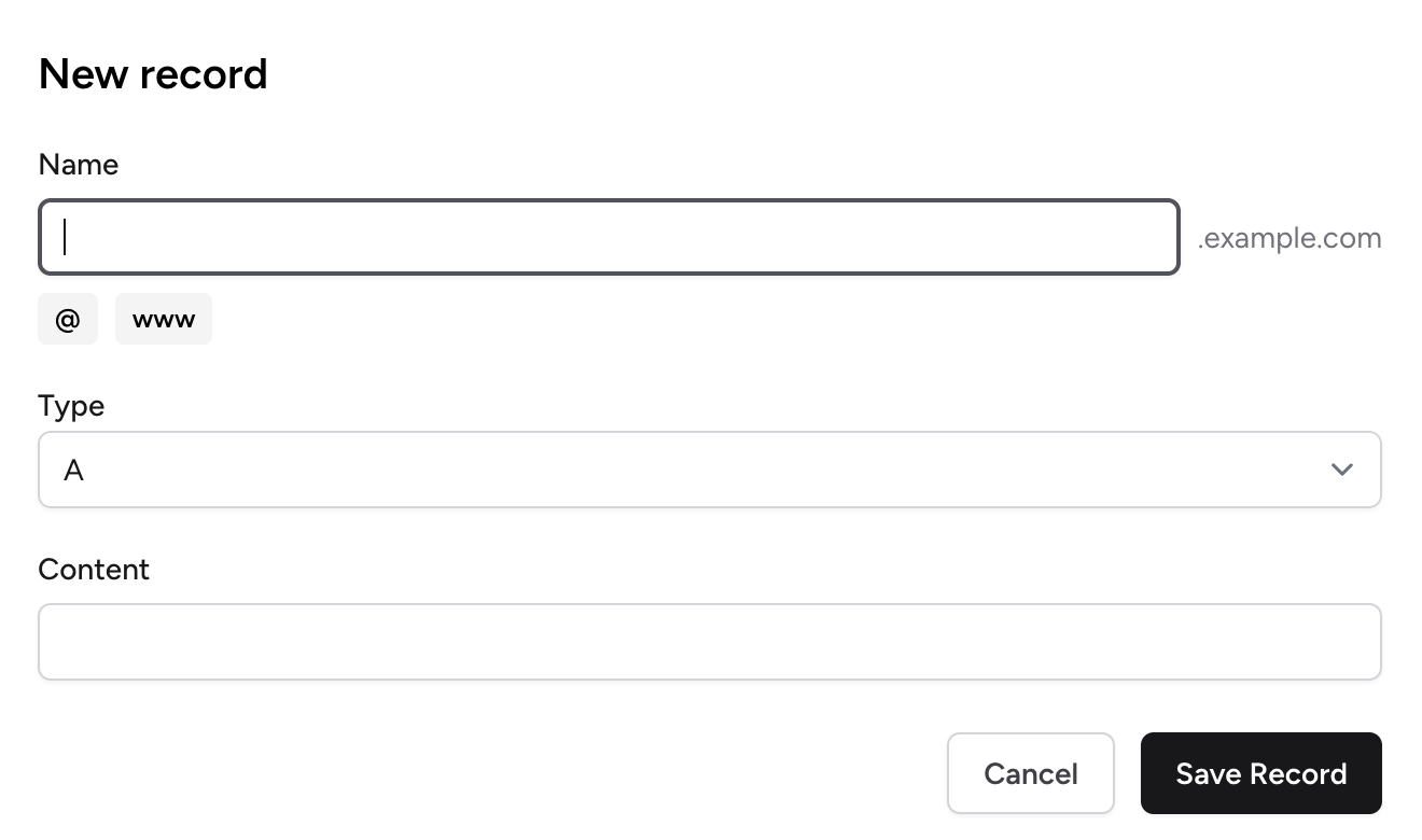 Adding a DNS Record